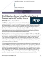 The Philippines - Beyond Labor Migration, Toward Development and (Possibly) Return