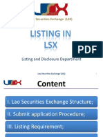 Listing and Disclosure Department: Lao Securities Exchange (LSX)