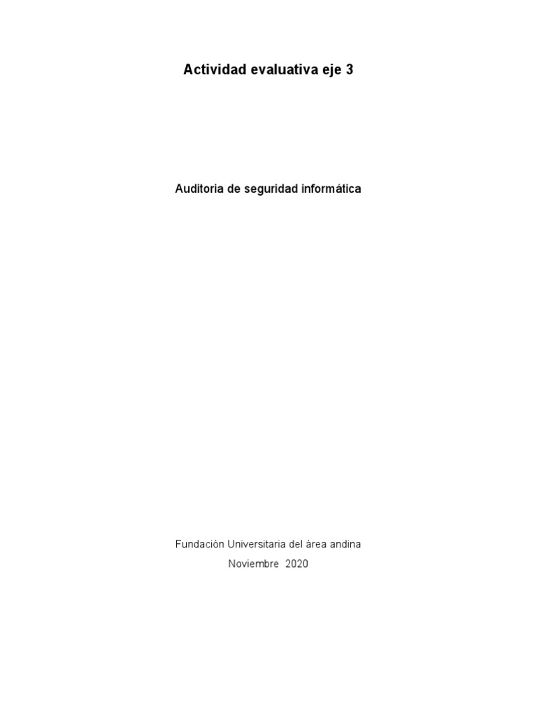 Actividad Evaluativa Eje 3 Auditoria | PDF | Auditoría | Business