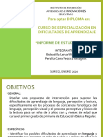 Intervención terapéutica para mejorar las dificultades de aprendizaje en lenguaje, percepción y lectura