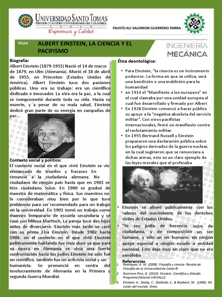 Biografía y Activismo de Einstein | PDF | Pacifismo | Albert Einstein