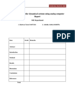 Simulating First Order Dynamical Systems Using Analog Computer