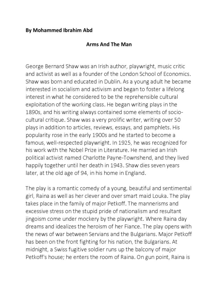 Arms and The Man PDF Bernard Shaw