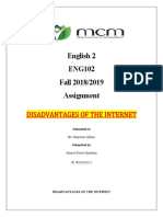English 2 ENG102 Fall 2018/2019 Assignment: Disadvantages of The Internet