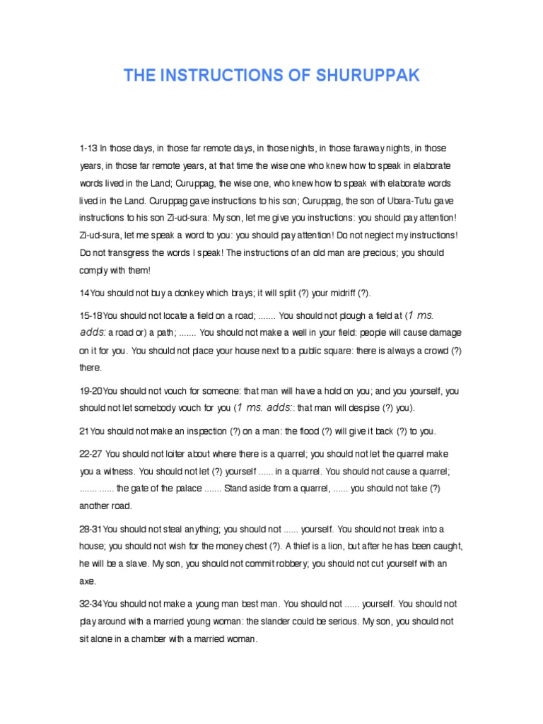 Instrucciones de Shuruppak PDF PDF