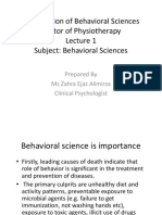 Introduction of Behavioral Sciences Doctor of Physiotherapy Subject: Behavioral Sciences