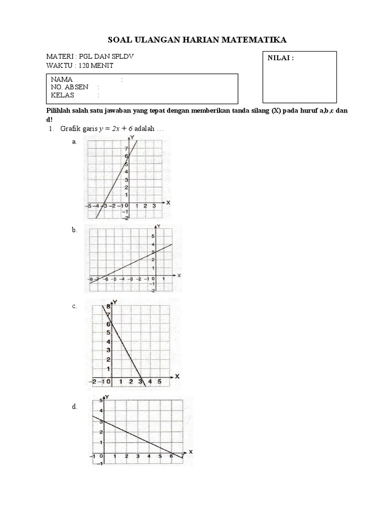 Soal PGL dan SPLDV Kelas 8 | PDF