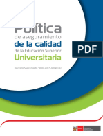 Lectura 2 Política de Aseguramiento de La Calidad de La Educación Superior Universitaria PDF