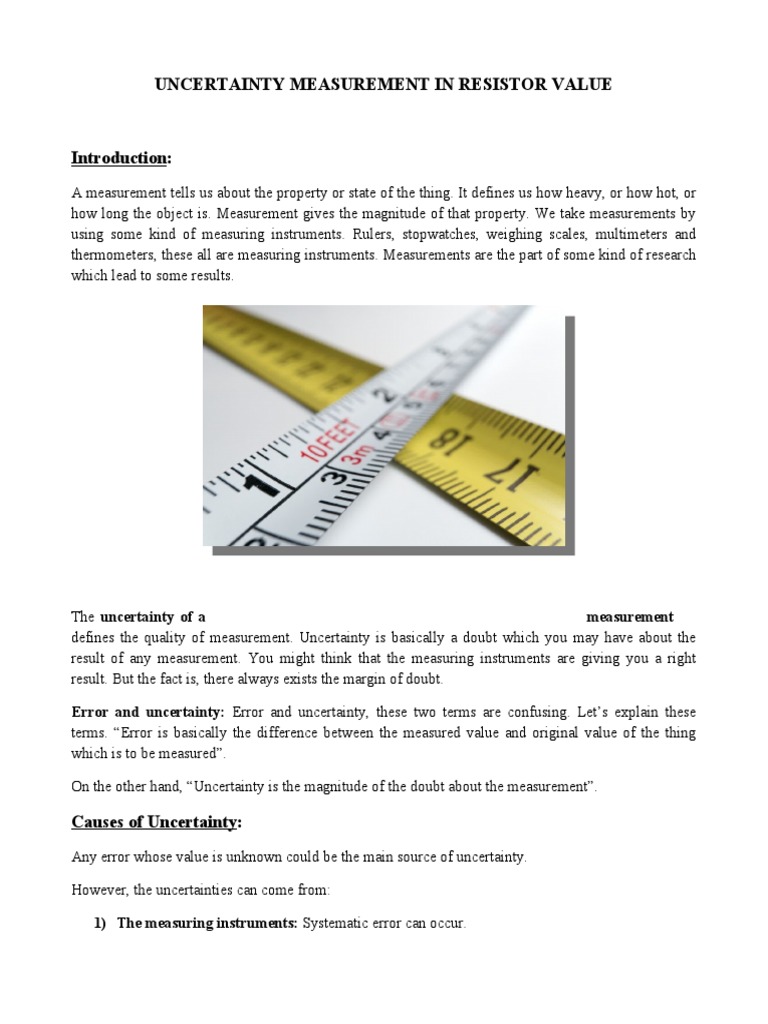 Uncertainty Measurements PDF Resistor Errors And Residuals