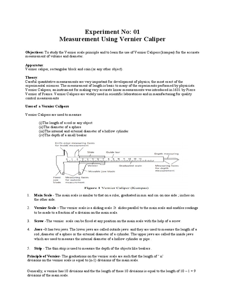 Vernier caliper practical theory discount