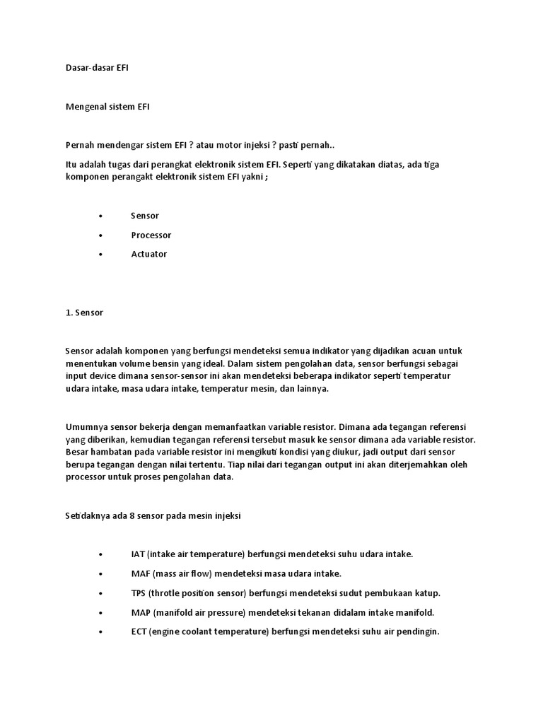Basical of Electronic Fuel Injection System PDF