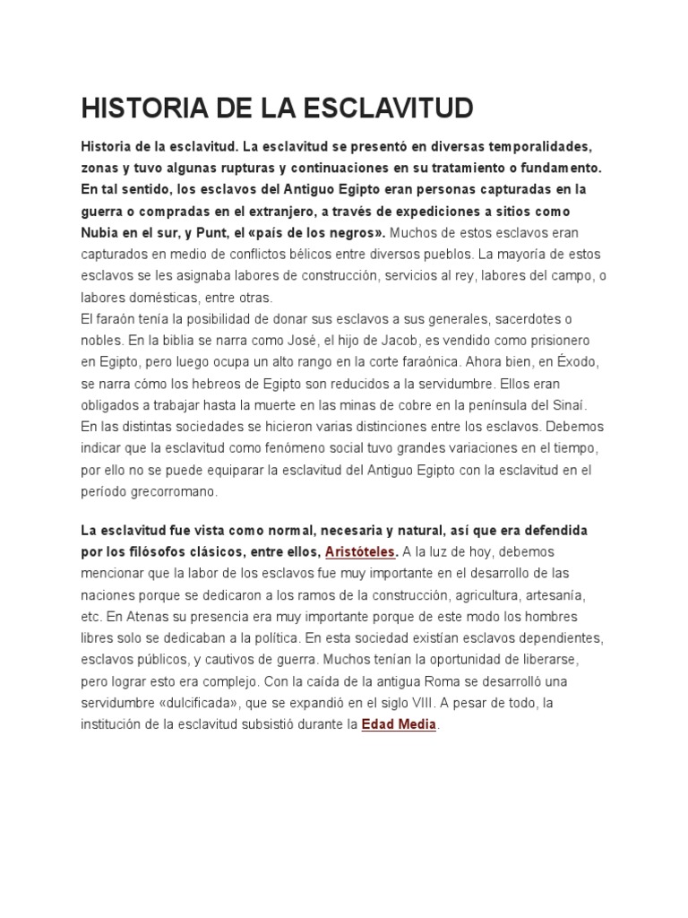 Historia de la Esclavitud y su Evolución | PDF | Historia de la ...