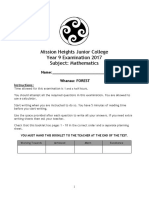 Y9 Forest MAth Exam 2017