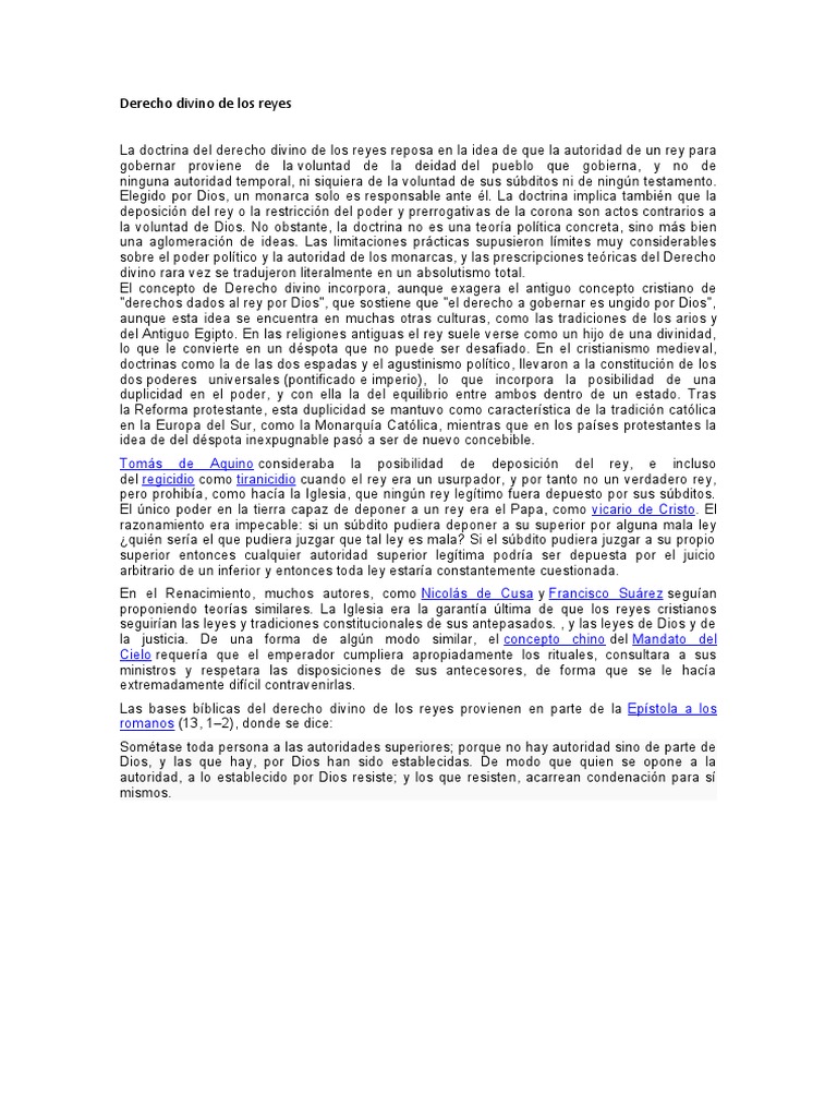 Derecho Divino de Los Reyes | PDF | Gobierno | Religión y creencia
