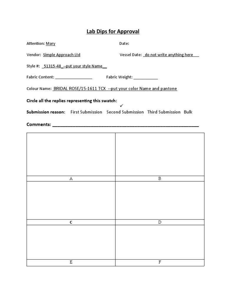 Lab Dips For Approval PDF