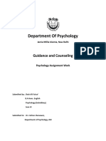 Department of Psychology: Guidance and Counseling