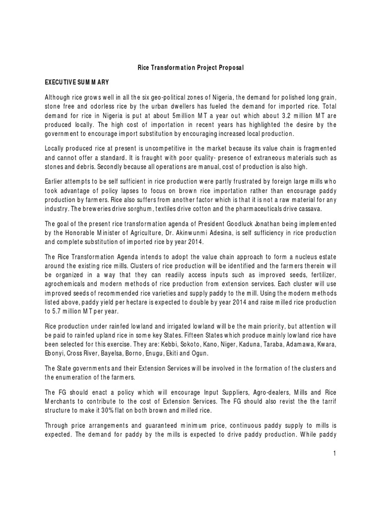 Current Rice Proposal PDF | PDF | Rice | Public–Private Partnership