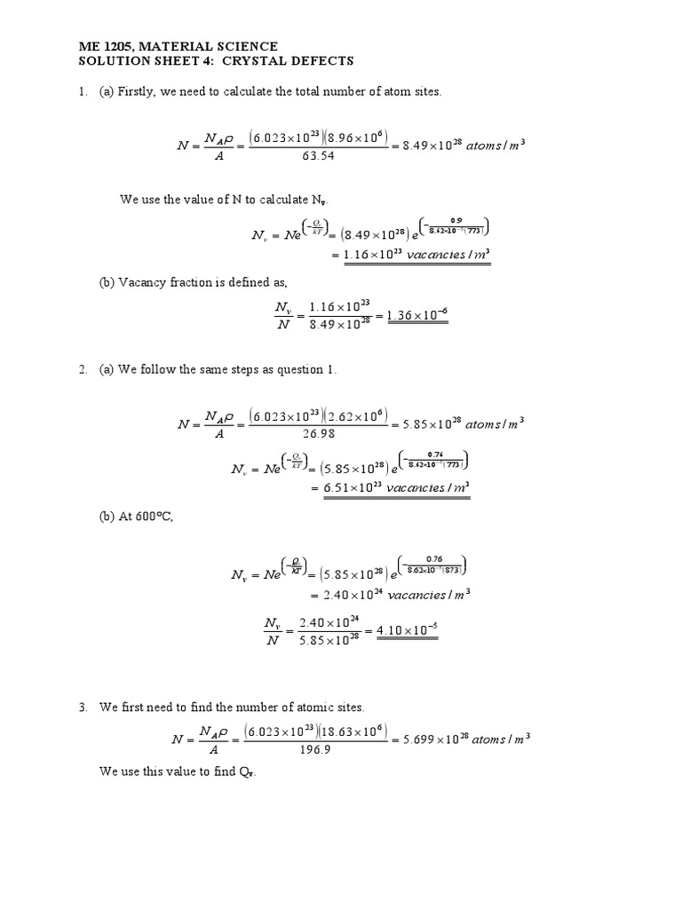 Solution 04 - Crystal Defects | PDF | Dislocation | Mineralogy