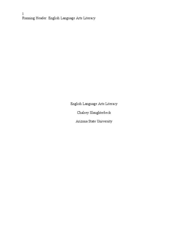 English Language Arts Literacy Pdf Literacy Teachers