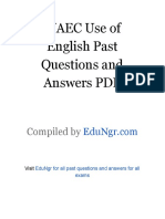 WAEC Use of English Past Questions and Answers PDF: Compiled by