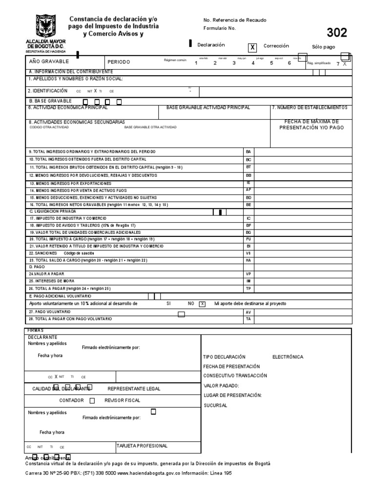 Constancia de Declaración ICA Bogotá | PDF | Economias | Business