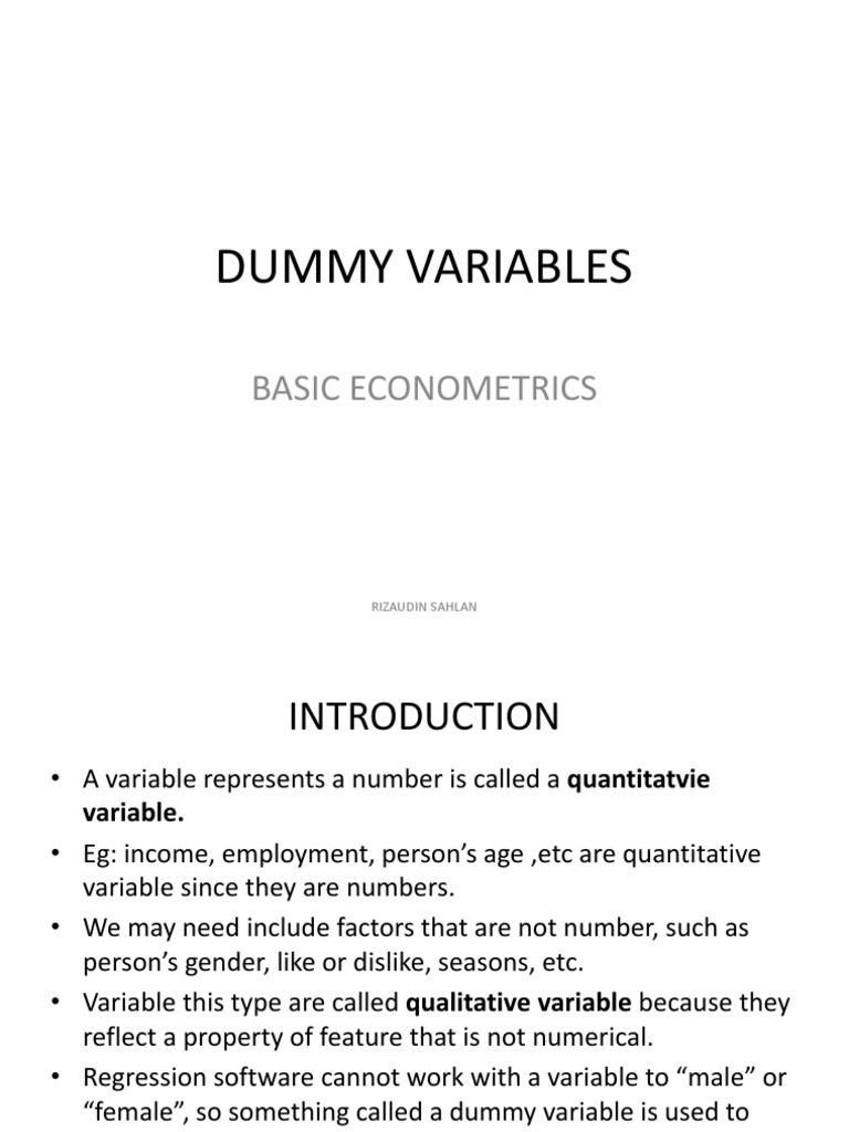 08 Dummy Variable | PDF | Dummy Variable (Statistics) | Analysis Of ...