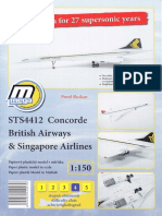 STS4412 British Airways & Singapore Airlines Concorde Airplane Paper Model