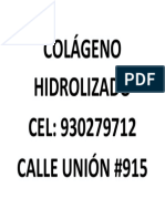 Colágeno Hidrolizado CEL: 930279712 Calle Unión #915