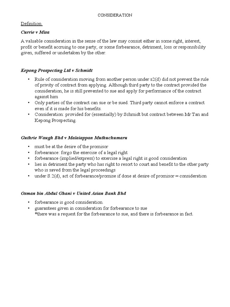 Consideration Cases PDF Consideration Civil Law (Legal System)