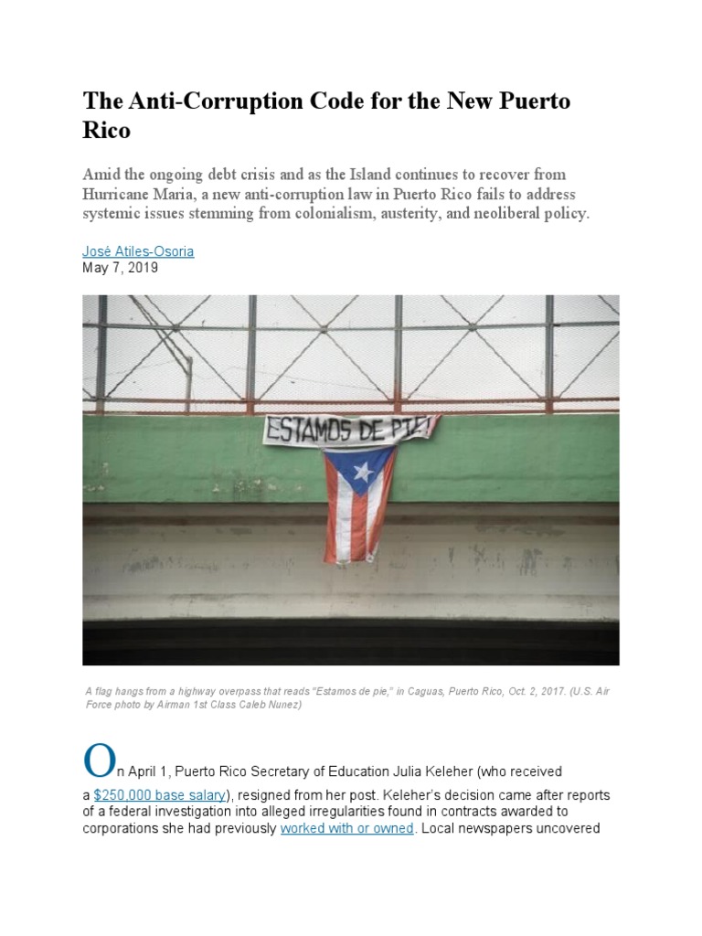 Puerto Rico's Anti-Corruption Code Critique | PDF | Corruption | Puerto ...