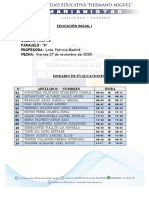 Horario de Evaluaciones