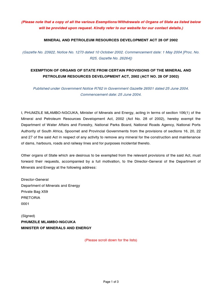 Mineral And Petroleum Development Act