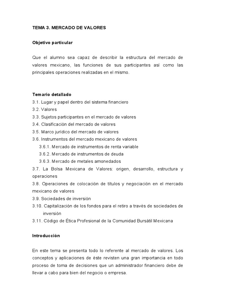 Mercado de Valores | PDF | Bolsa de Valores | Empresa de inversiones