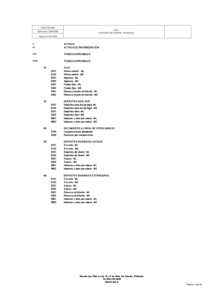 Catálogo de Cuentas Bancarias 2023 | PDF | Bancos | Liquidez de mercado