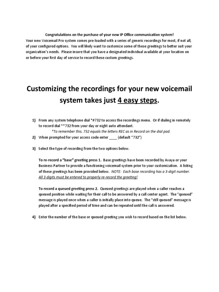 Customizing Call Center Voicemail Greetings | PDF | Voicemail ...