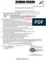 Surat Panggilan Test Calon Karyawan (I) PT Pertamina (Persero) PDF