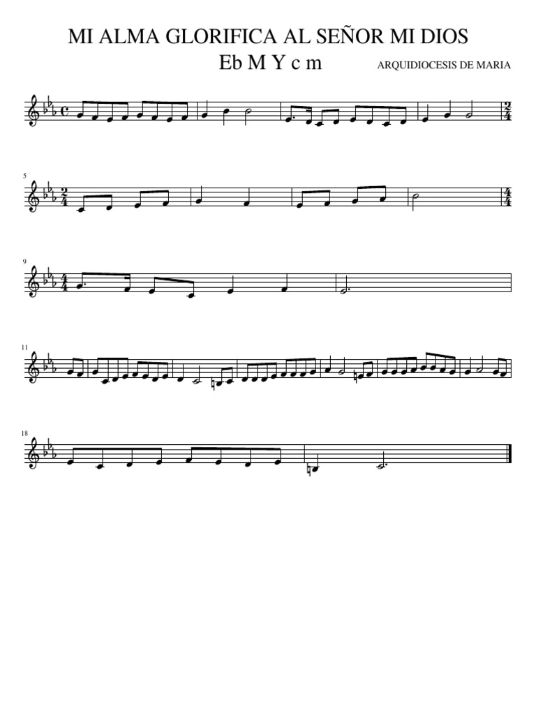 MI ALMA GLORIFICA AL SEÑOR MI DIOS Eb M PDF PDF