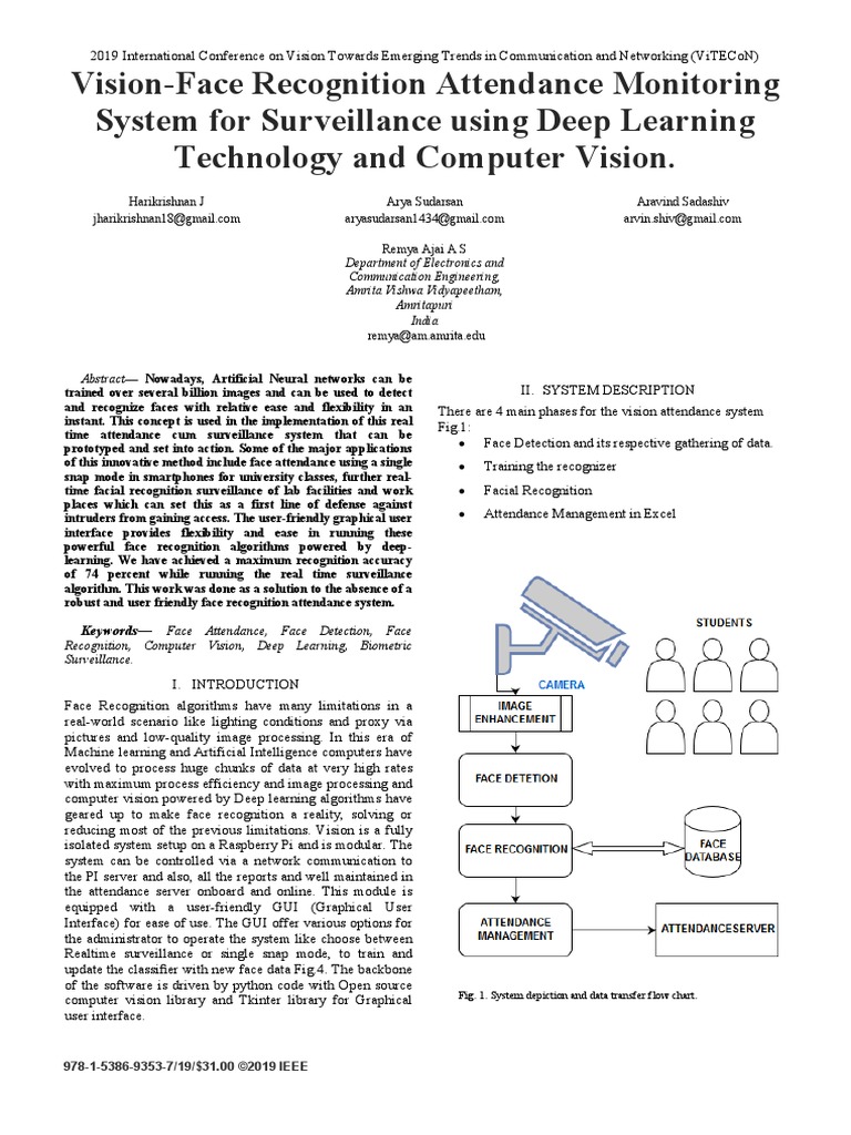 Vision-Face Recognition Attendance Monitoring System For Surveillance ...