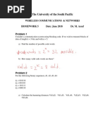 The University of The South Pacific: Wireless Communications & Networks Homework 5 Date: June 2018 Dr. M. Assaf