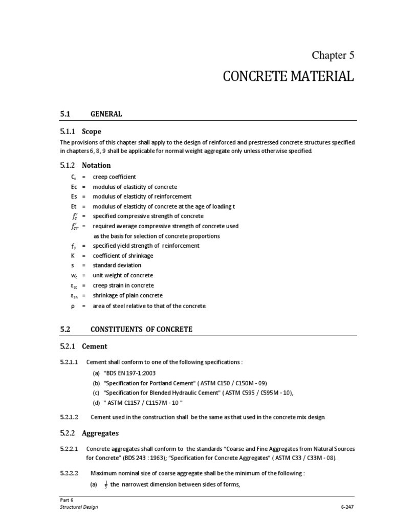 Concrete Material: 5.1 General | PDF | Concrete | Cement