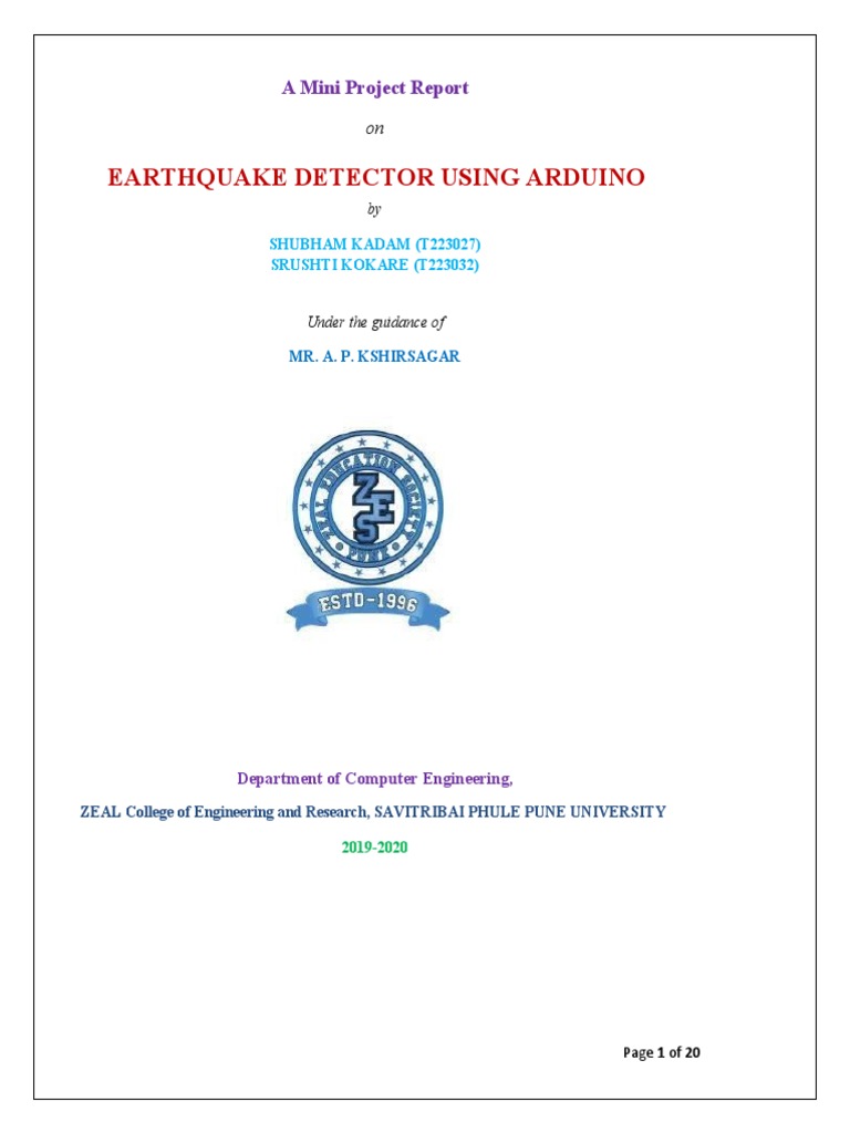 Earthquake Detector Using Arduino: A Mini Project Report | PDF ...