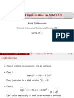 Numerical Optimization in Matlab