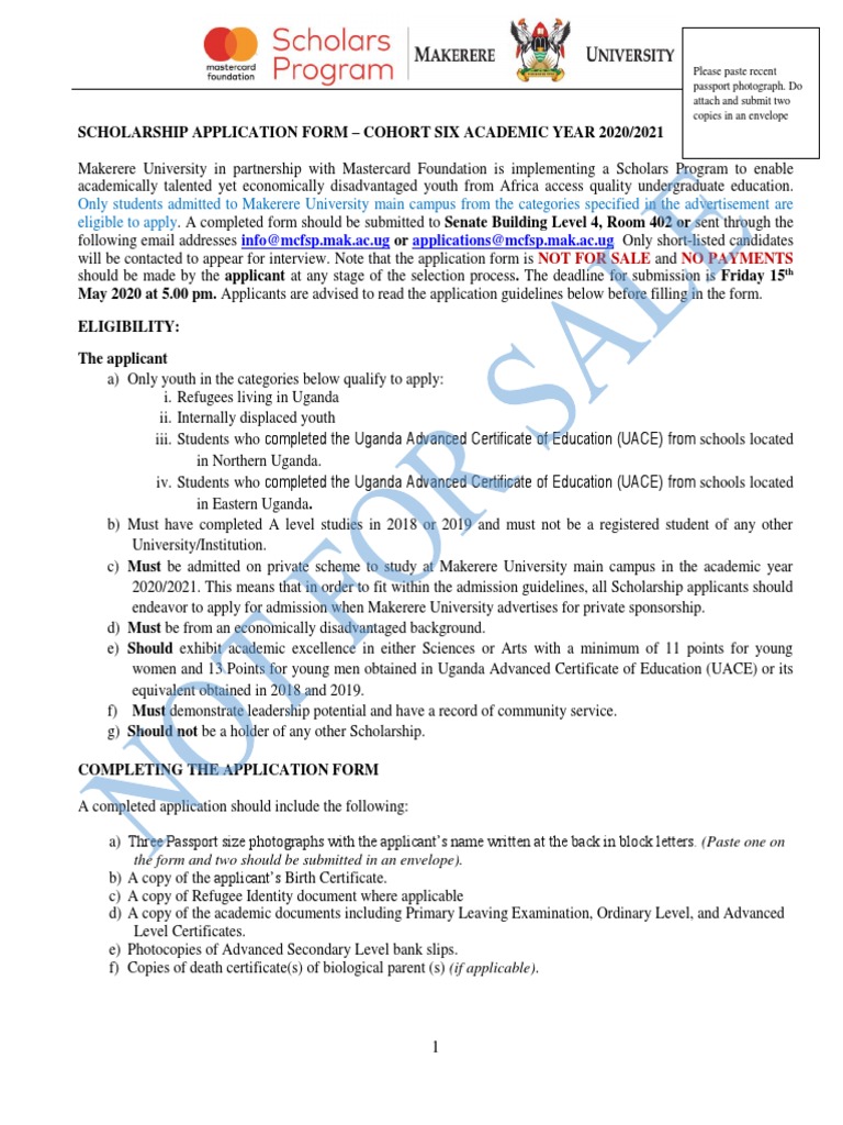 Application Form 2020 Mastercard Final 1 PDF | PDF | University And ...