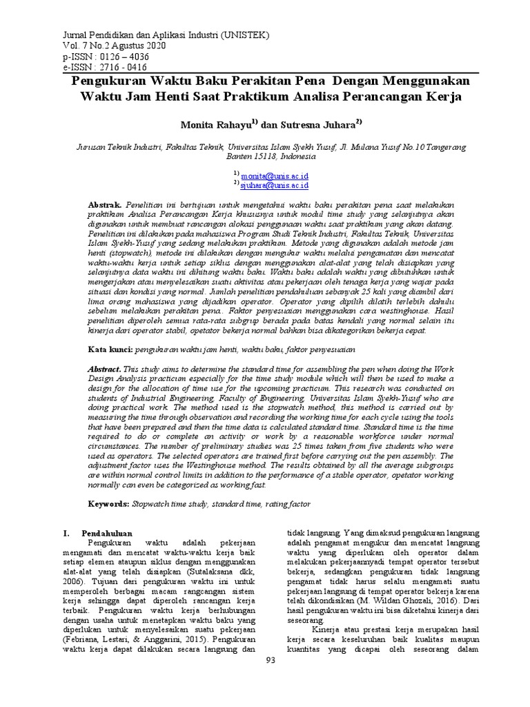 Jurnal 1 - Pengukuran Waktu Kerja PDF | PDF