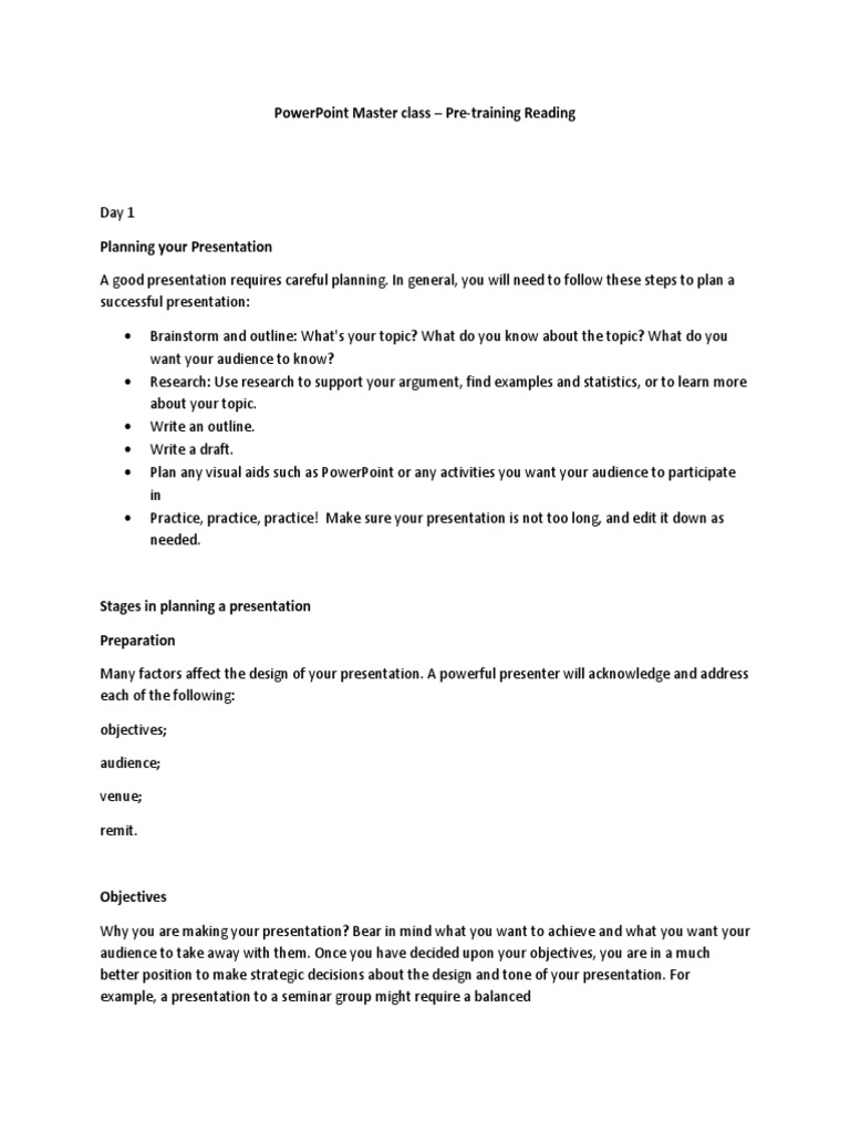 Effective Presentation Planning Guide | PDF | Choice | Time