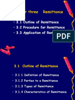 Chapter Three Remittance: - 3.1 Outline of Remittance - 3.2 Procedure For Remittance - 3.3 Application of Remittance