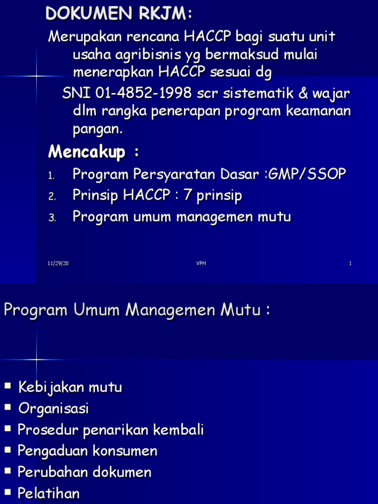Rencana Kerja Jaminan Mutu HACCP | PDF