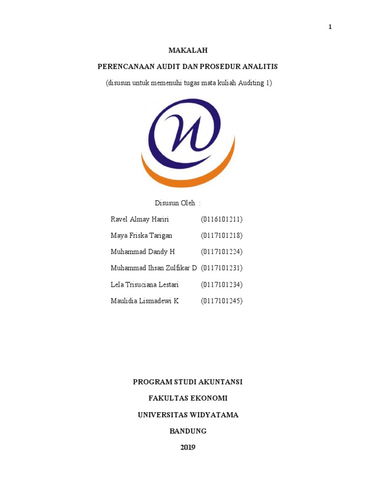 Makalah Perencanaan Audit Dan Prosedur Analitis | PDF