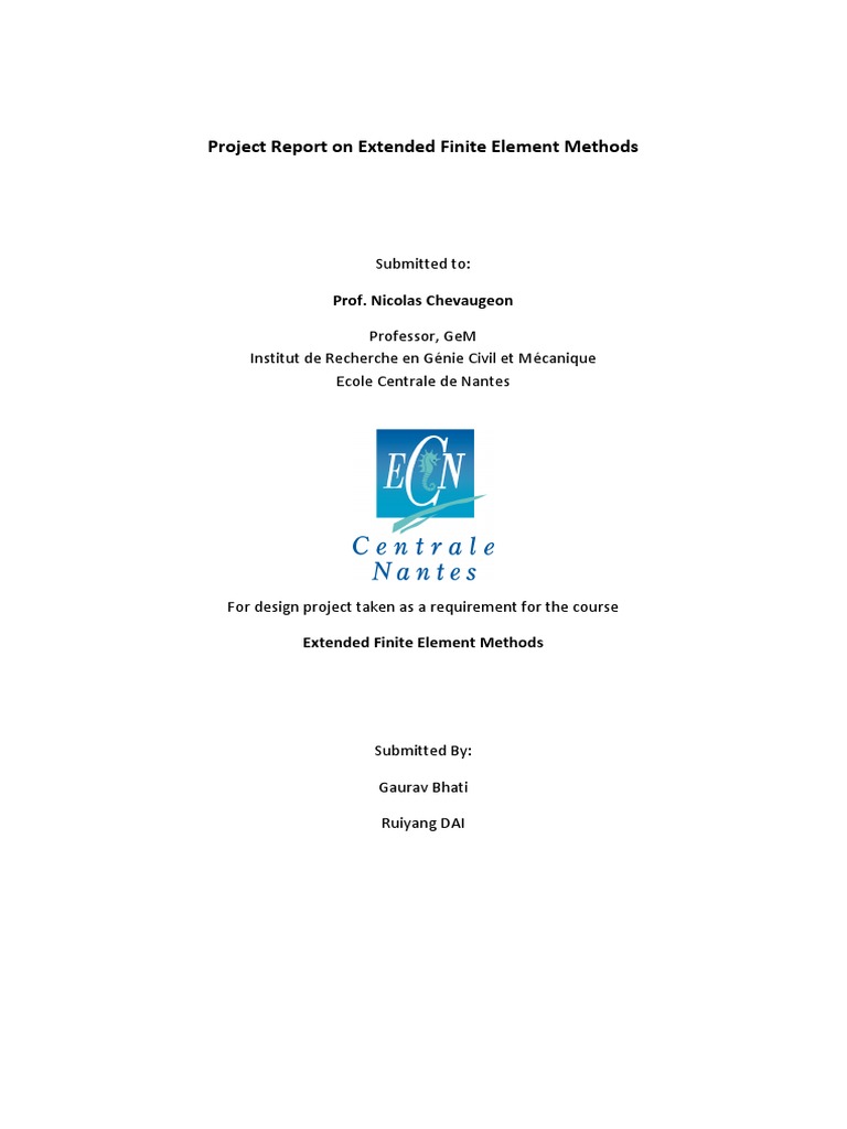 Project Report On Extended Finite Element Methods: Submitted To | PDF ...