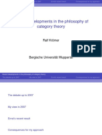 Recent Developments in The Philosophy of Category Theory: Ralf Krömer